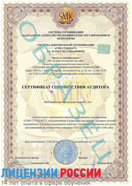Образец сертификата соответствия аудитора Горнозаводск Сертификат ISO 13485
